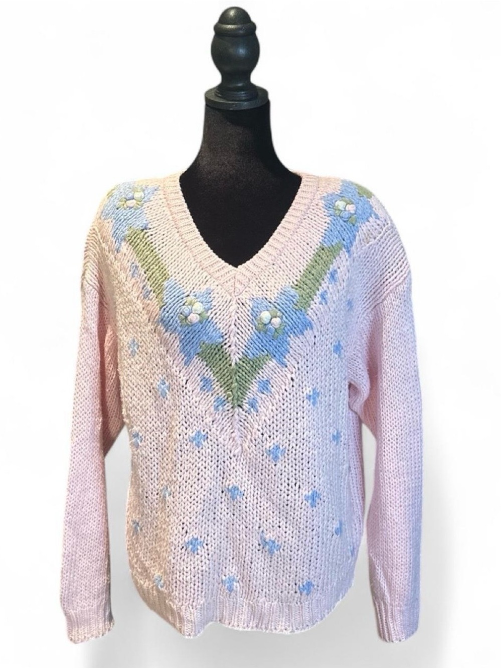 Vintage Coquette Belle Fleur Knitted Grandma Sweater in M.